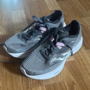 Saucony Gray and Pink Athletic Shoes with Cushioned Sole